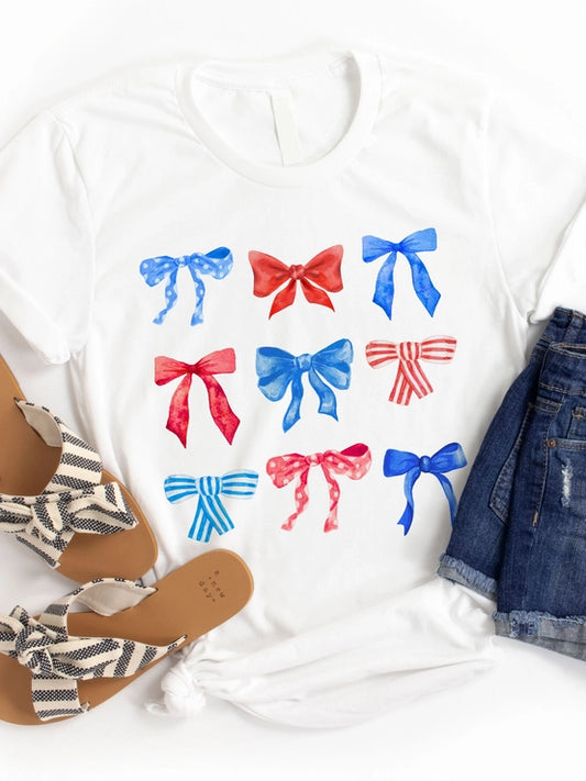 Patriotic Bow Coquette Graphic Tee