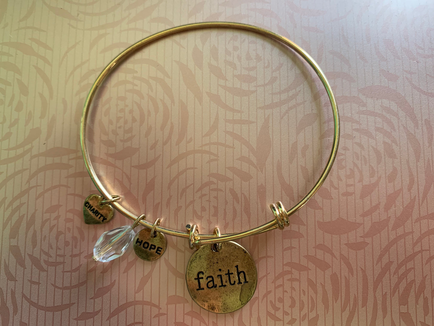 Faith Dangle Charm Bracelet Plated
