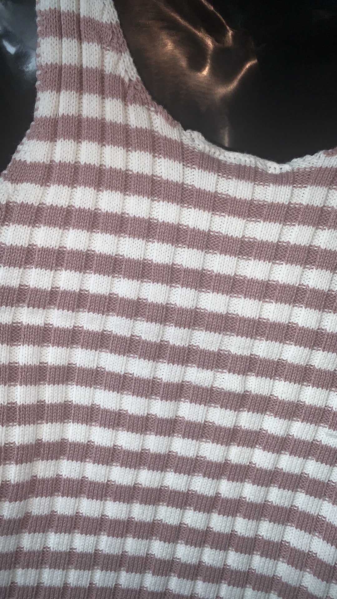 Stripe Rib Button Down Tank Sweater