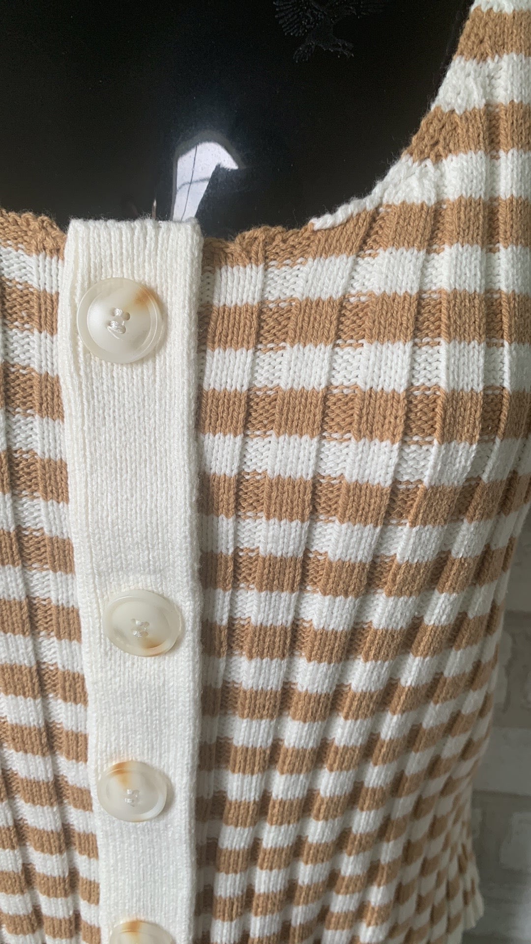 Stripe Rib Button Down Tank Sweater