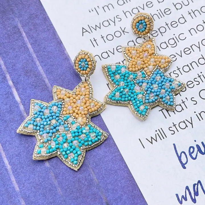 Triple Star Beaded Earringss