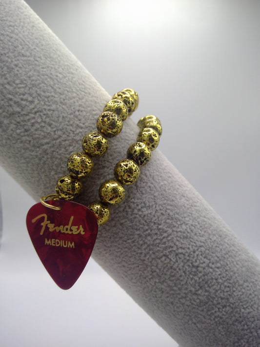 Fender Guitar Pick 2pc Gold Stretch Bracelets