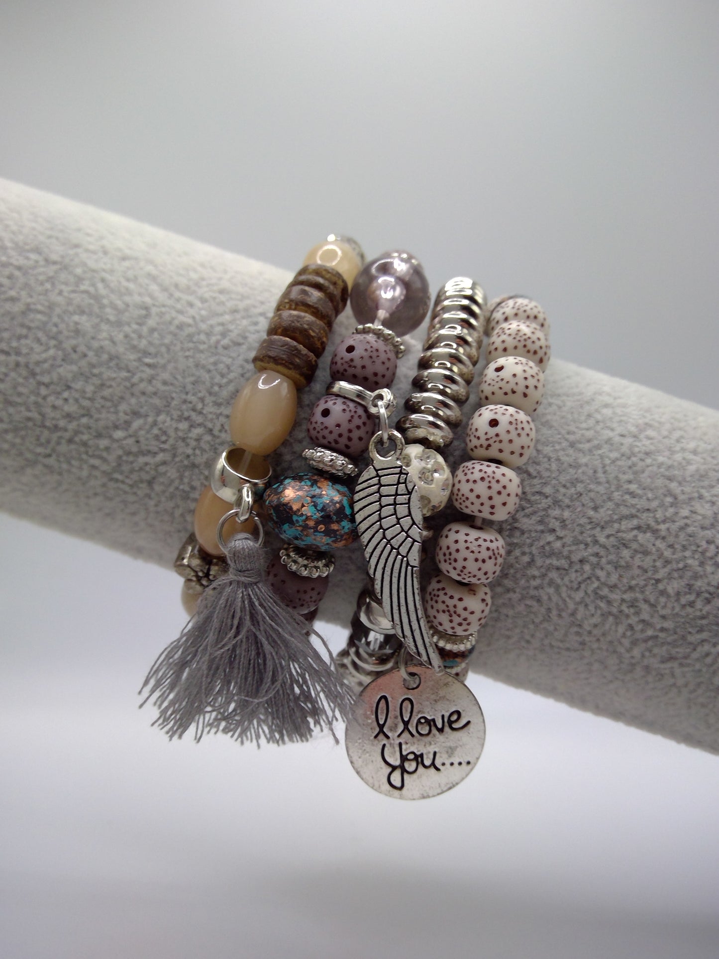 I Love You 4pc bead bracelet set