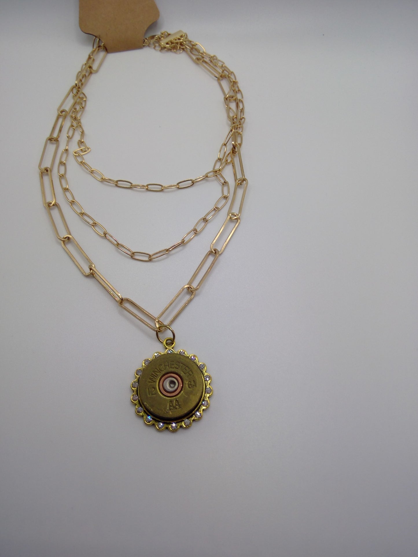 Shotgun Shell Tiered Paperclip Necklace