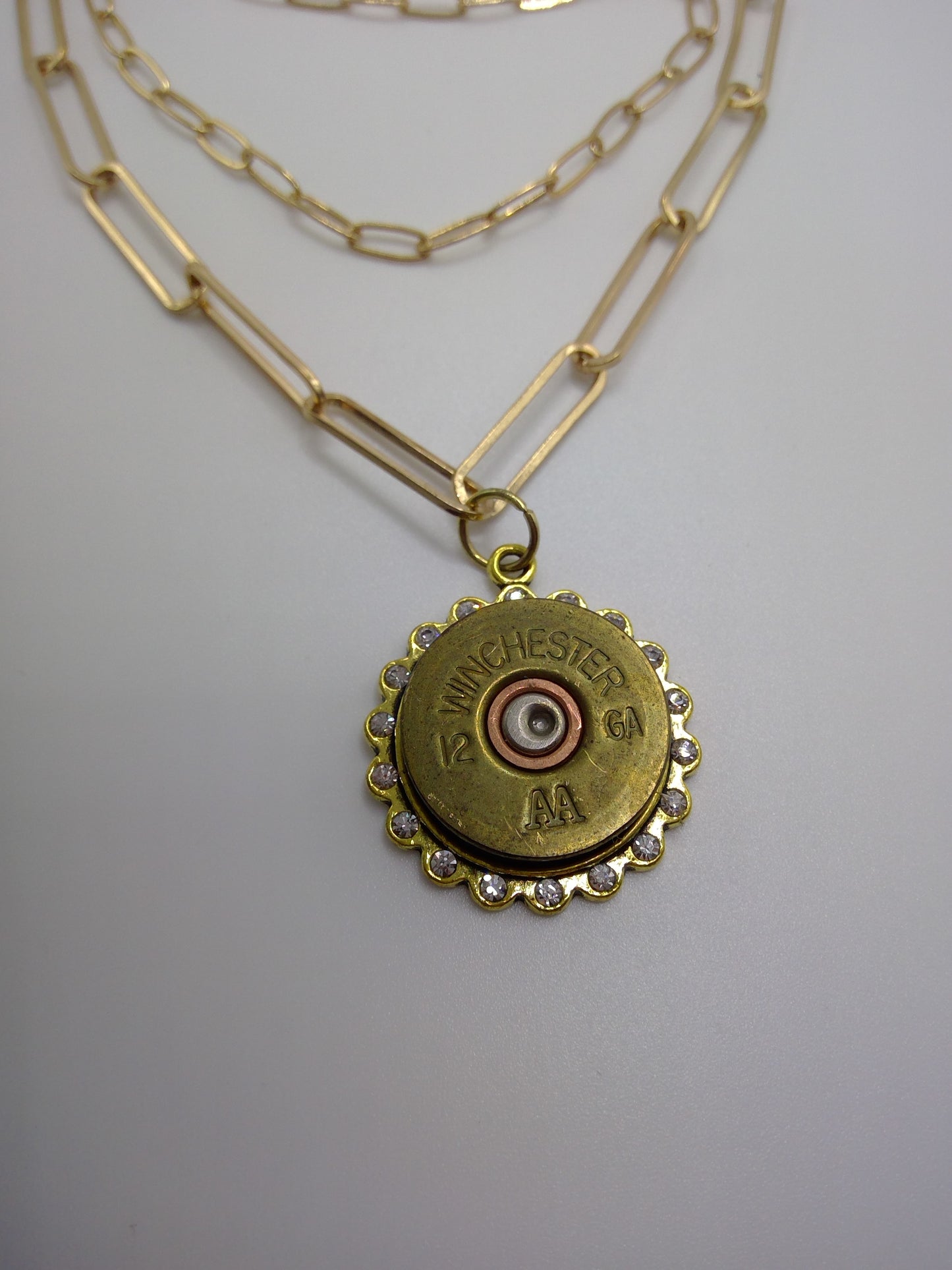 Shotgun Shell Tiered Paperclip Necklace