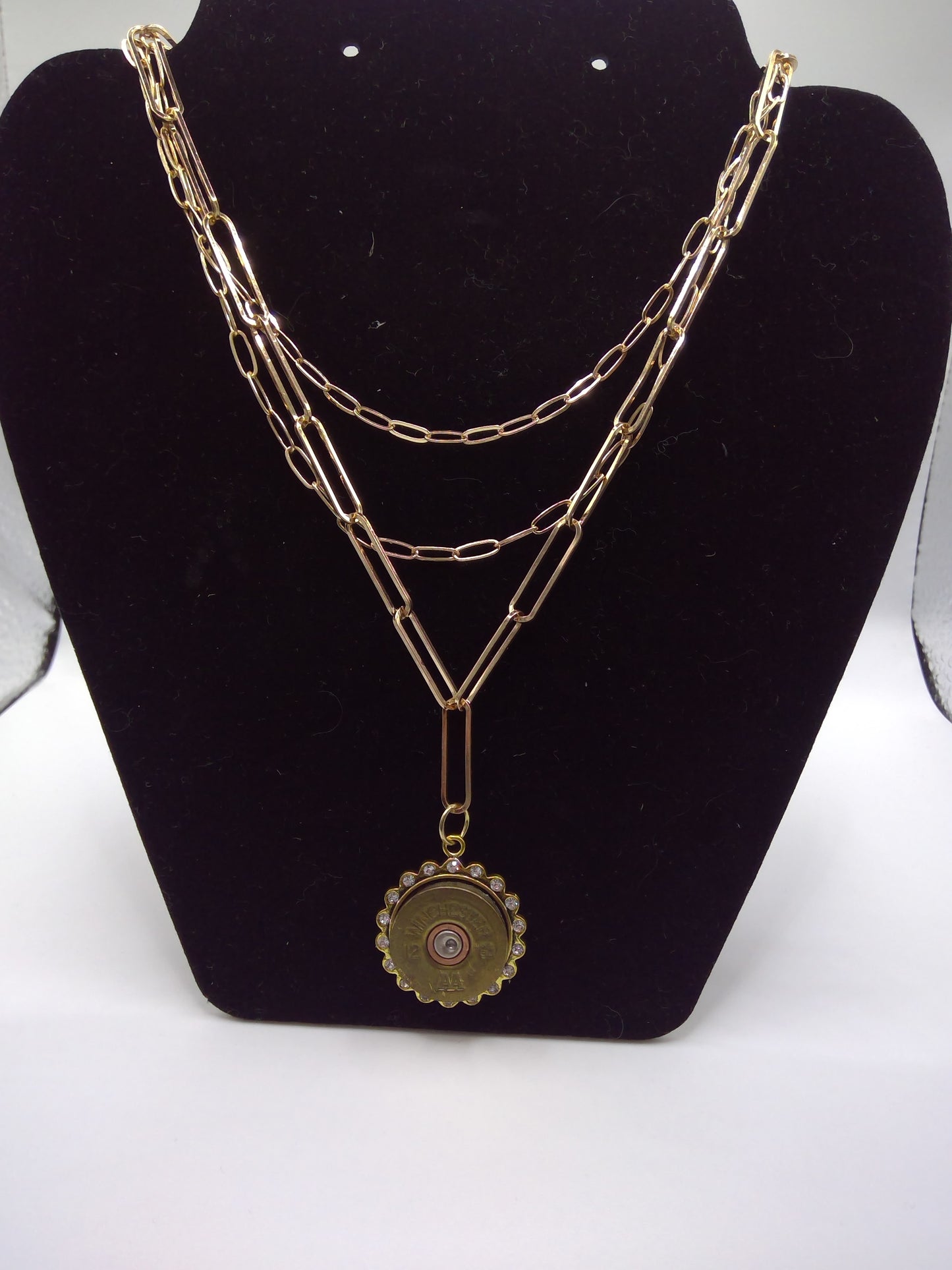 Shotgun Shell Tiered Paperclip Necklace