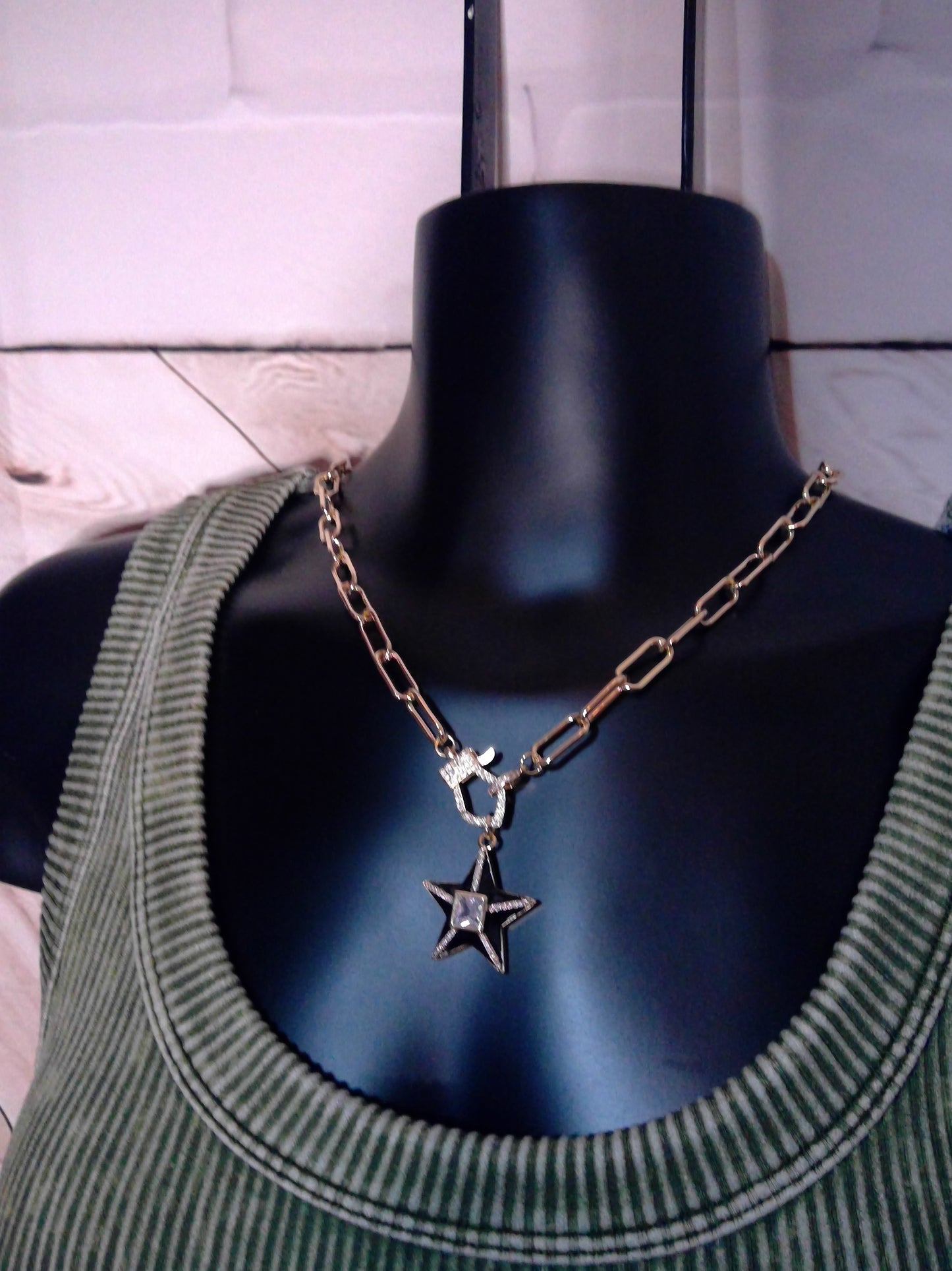 Black Enamel Star Pendant Necklace