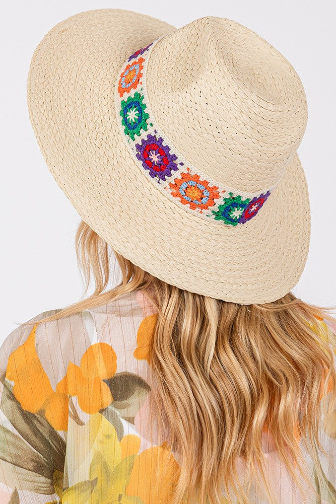 Crochet Band Straw Hat