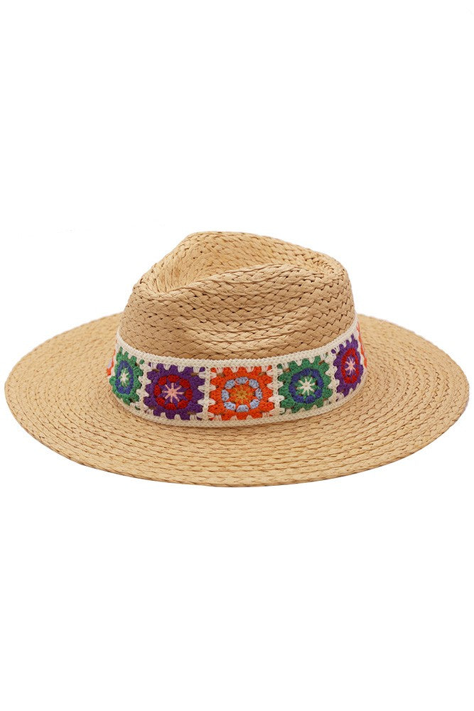 Crochet Band Straw Hat