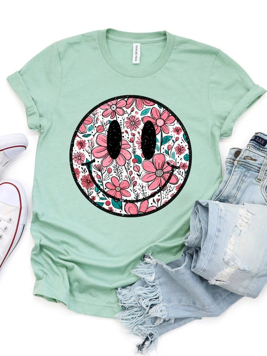 Floral Smiley Graphic Tee