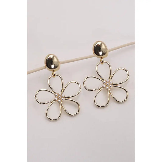 Flower Pearl Drop Earrings