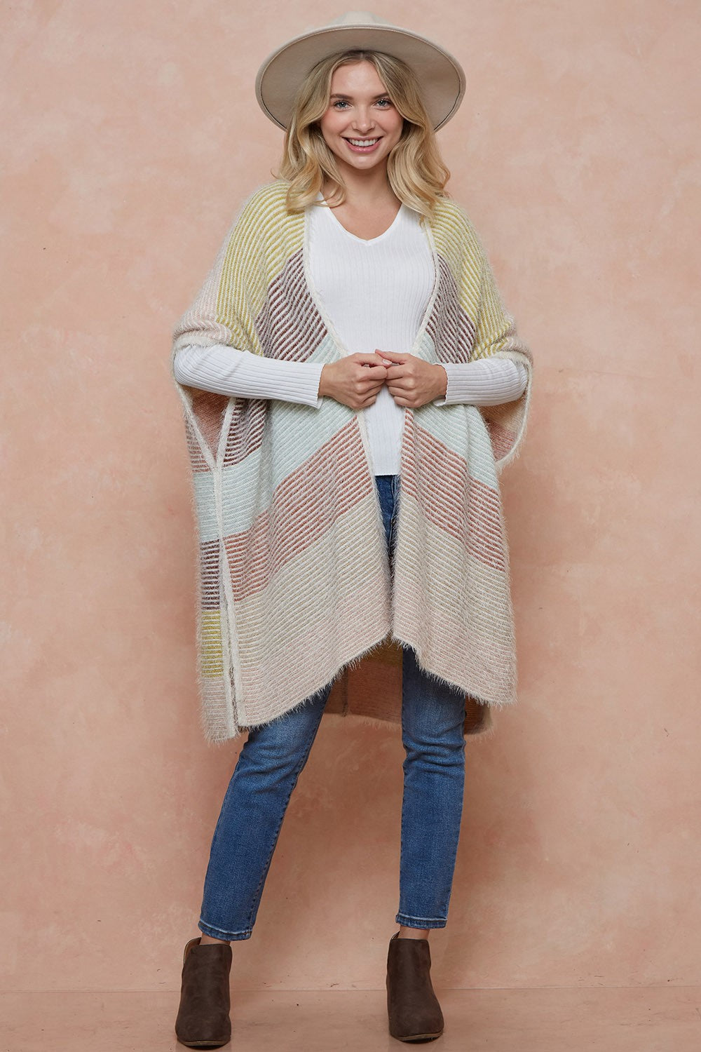 Open Front Multi Color Cardigan