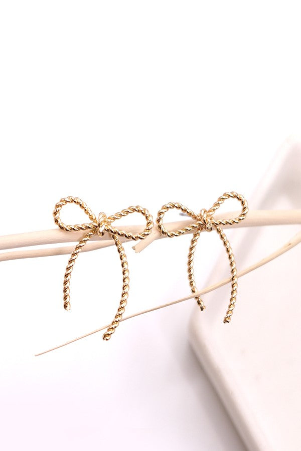 Rope Bow Design Stud Earrings