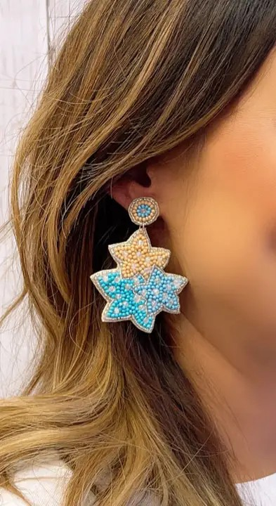 Triple Star Beaded Earringss