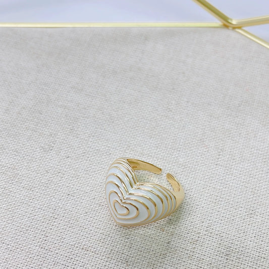 White Echo Heart Ring