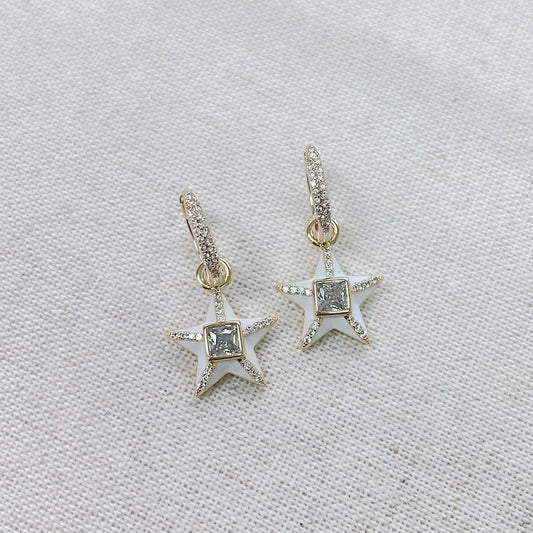 White Crystal Star Earrings