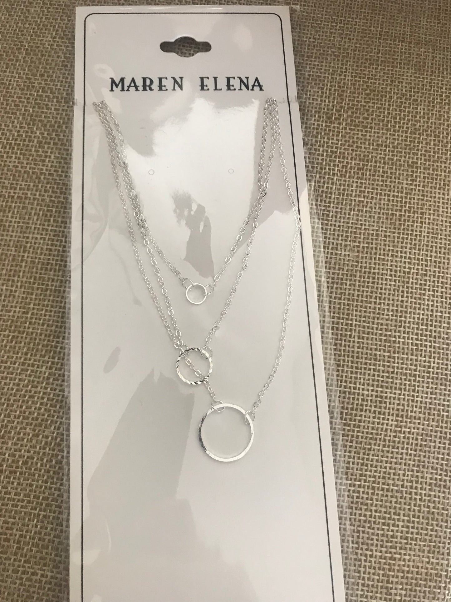MAREN ELENA SILVER TRIPLE CHAIN W/ DIAMOND CUT CIRCLE DROPS NECKLACE - Meraki B Shop