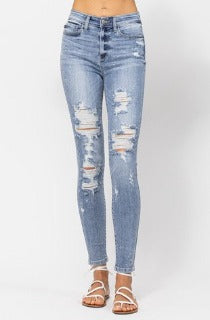 Judy Blue Bleach Splash Destroyed Skinny Jeans