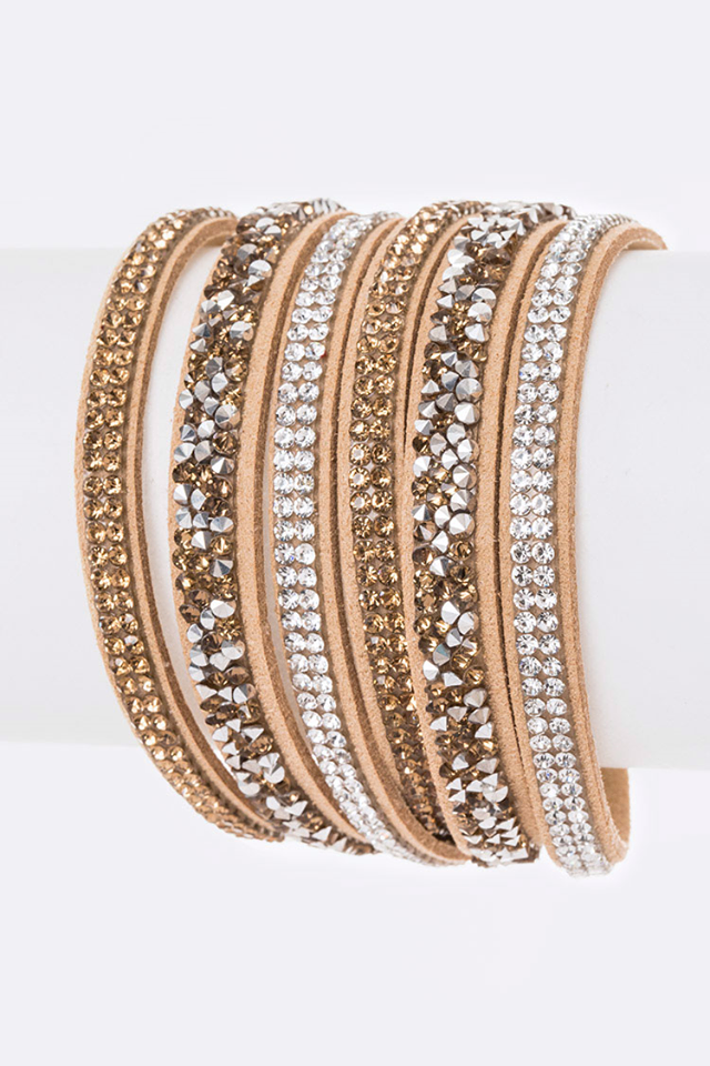 Crystal Layer Wrapped Cuff Bracelet