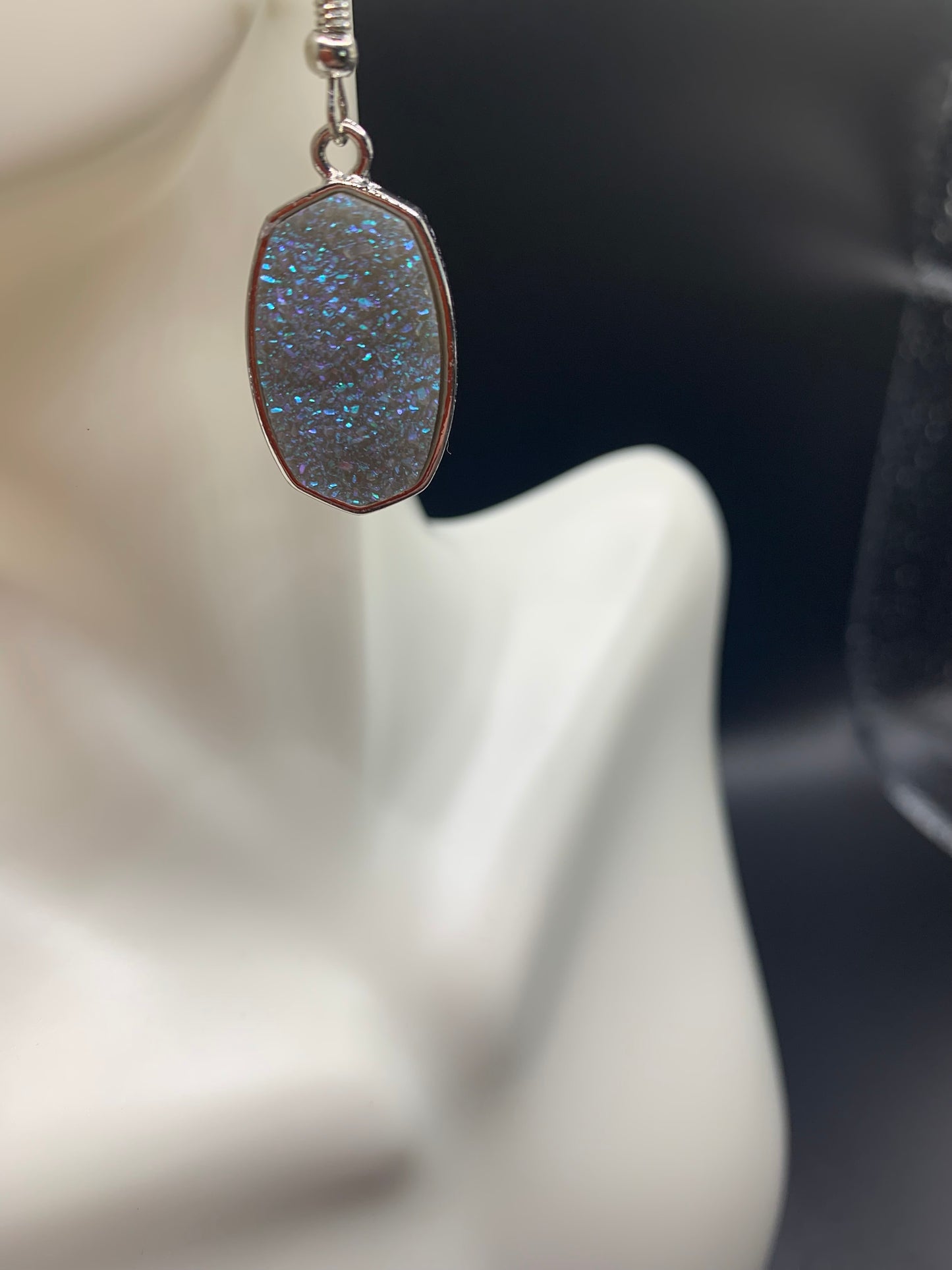 Grey geometric stone earrings