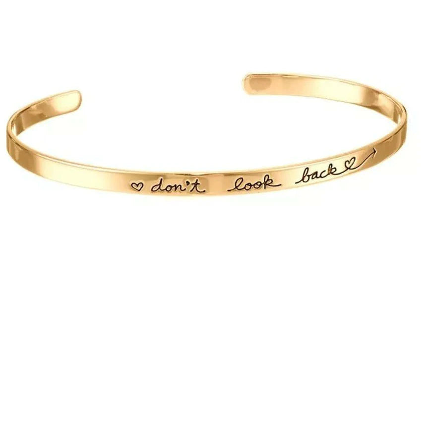 New don’t look back inspirational cuff bracelet
