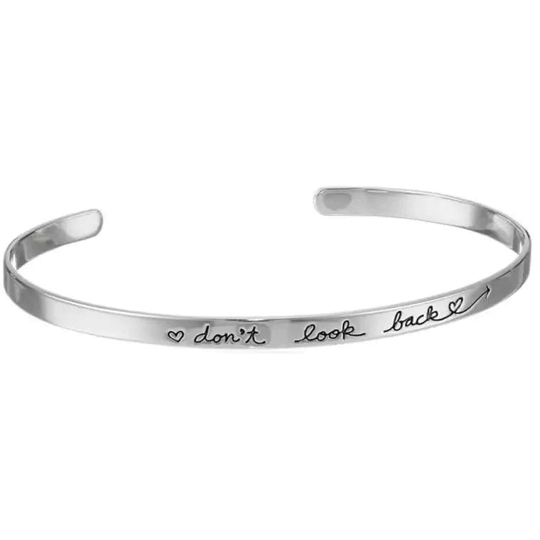 New don’t look back inspirational cuff bracelet